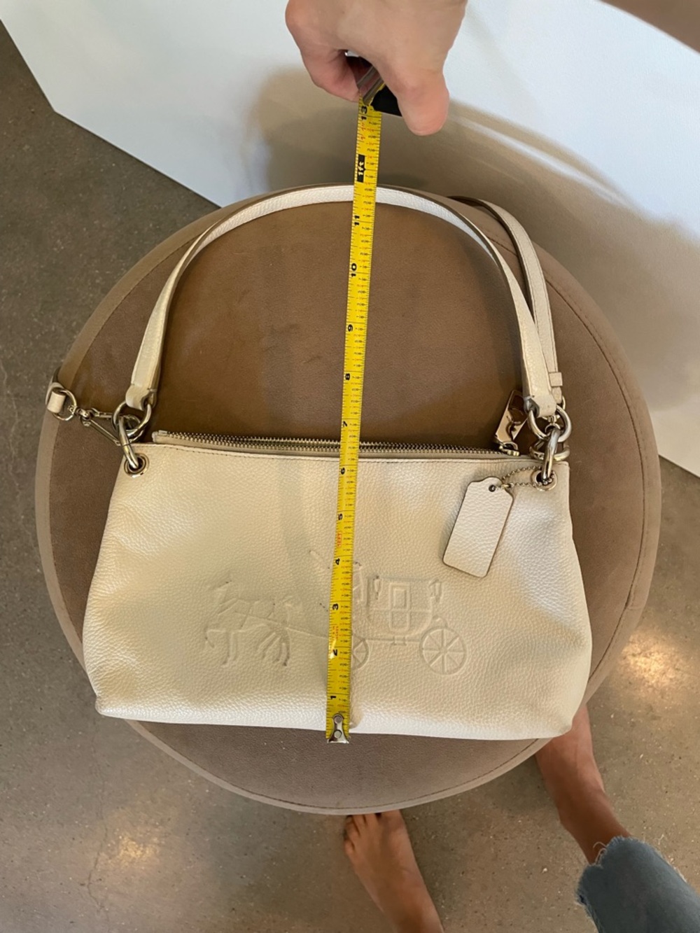 Coach Charley Leather Shoulder Bag with Embossed Carriage - Picture 8 of 12